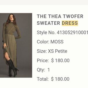 Anthropologie The Thea Twofer Sweater Dress in Moss